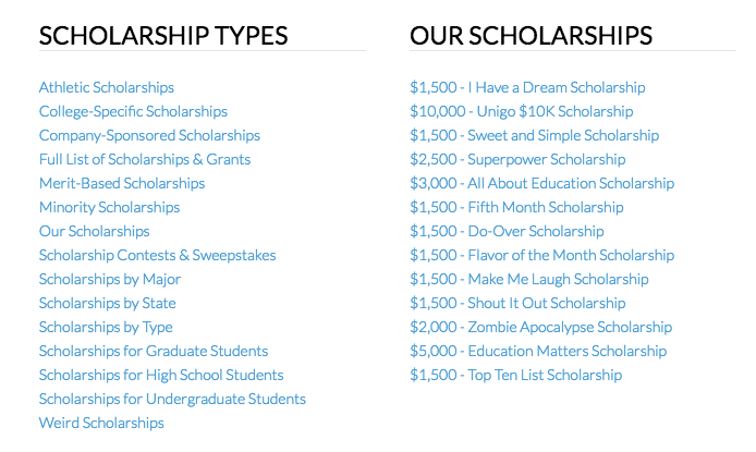 List Of Scholarships For High School Seniors